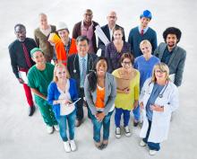 Group of diverse people with various jobs
